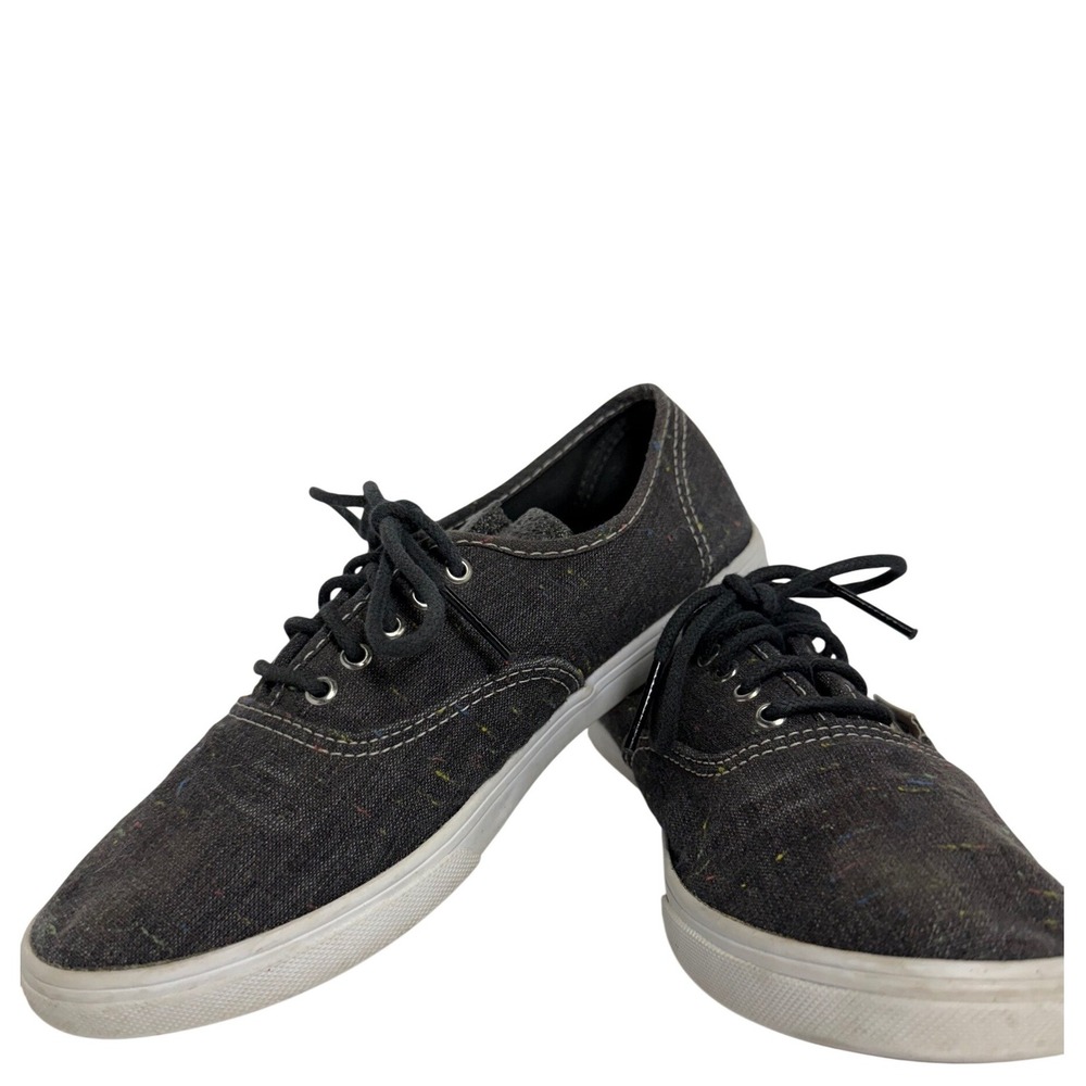 Vans Authentic Sneakers Women 7 Black Multi Color Good Speckled Denim Low Top